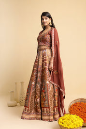 Brown -Ivory Ethnic Lehenga