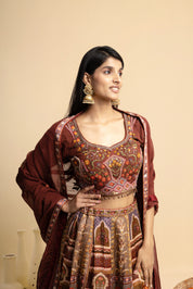 Brown -Ivory Ethnic Lehenga