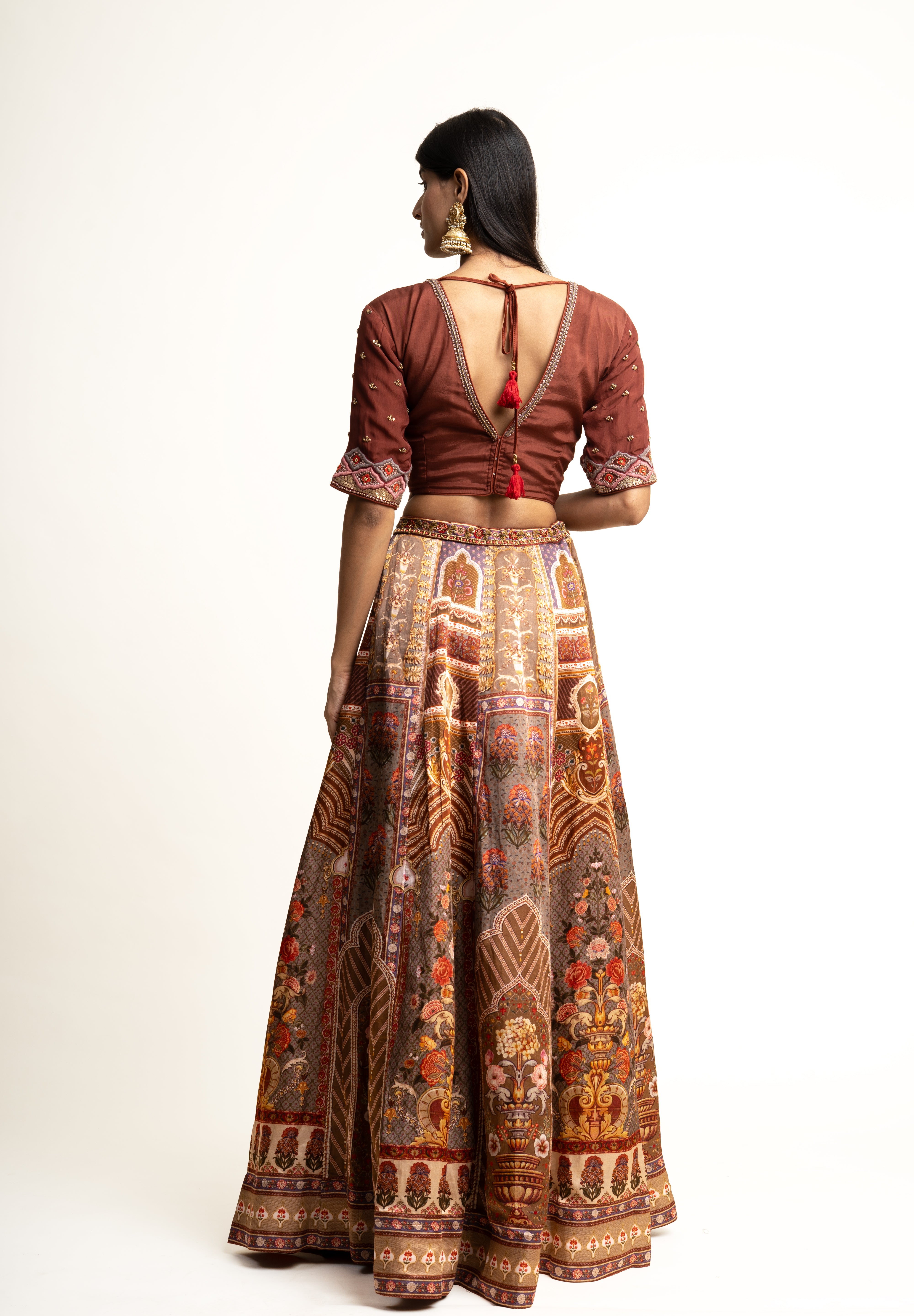 Brown -Ivory Ethnic Lehenga