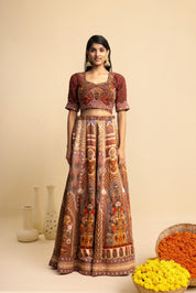 Brown -Ivory Ethnic Lehenga