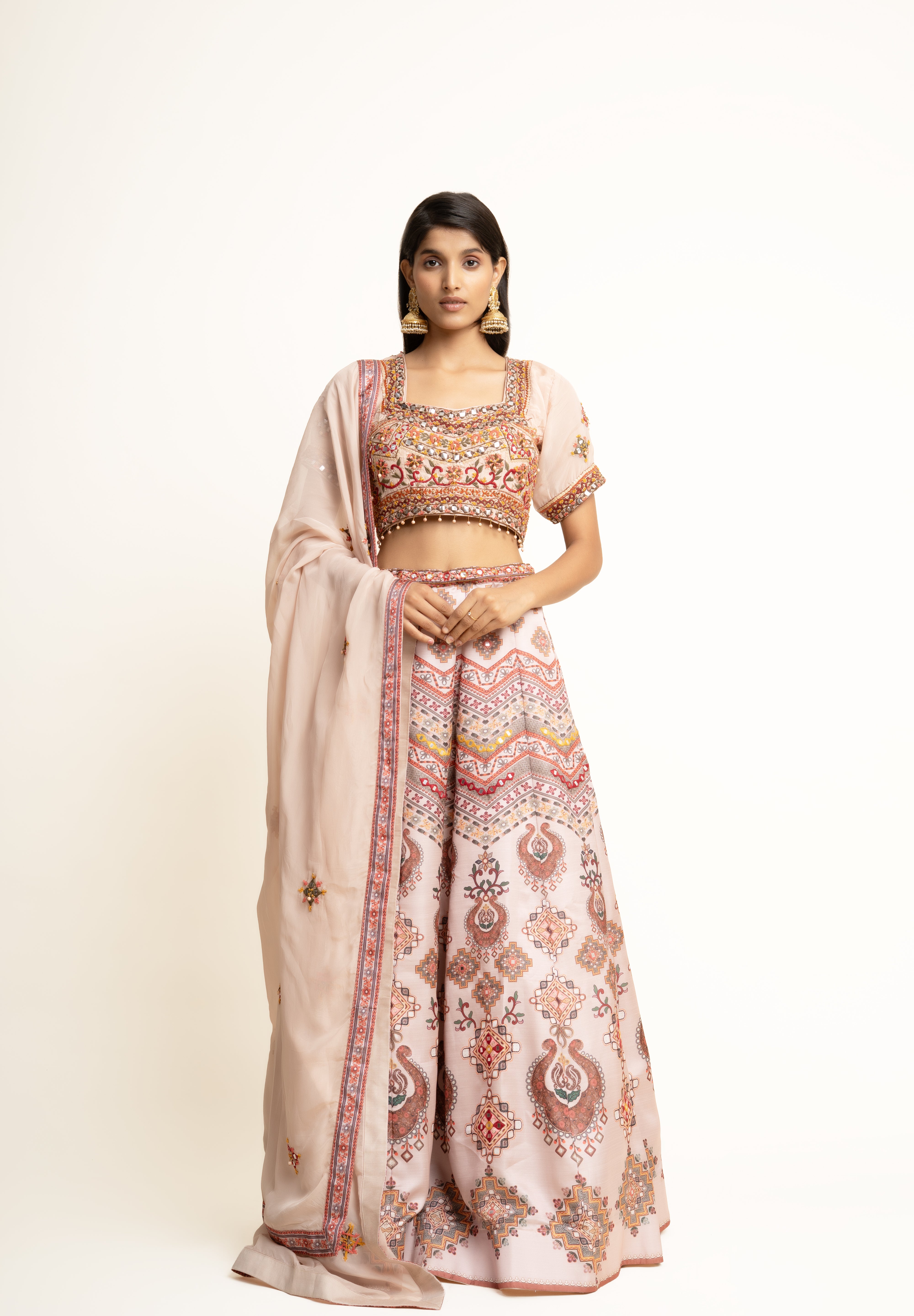 Ivory Embroidered Designer ethnic Lehenga