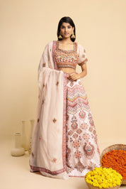 Ivory Embroidered Designer ethnic Lehenga