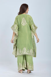 Elegant Pistachio Kaftan with Palazzo Pants