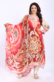 Elegant Multi-Color Maslin Kurta-Pant-Dupatta Set