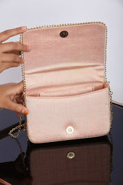 Blush Pink Embroidered Evening Clutch