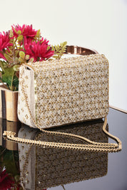 Golden Sequins Embellished Party Clutch