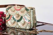 Elegant Mint Green Multi-Sequined Handbag