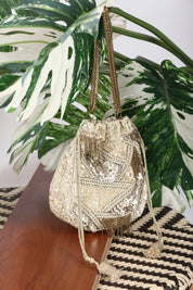 Exquisite Gold Sequin Potli Bag