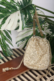 Exquisite Gold Sequin Potli Bag