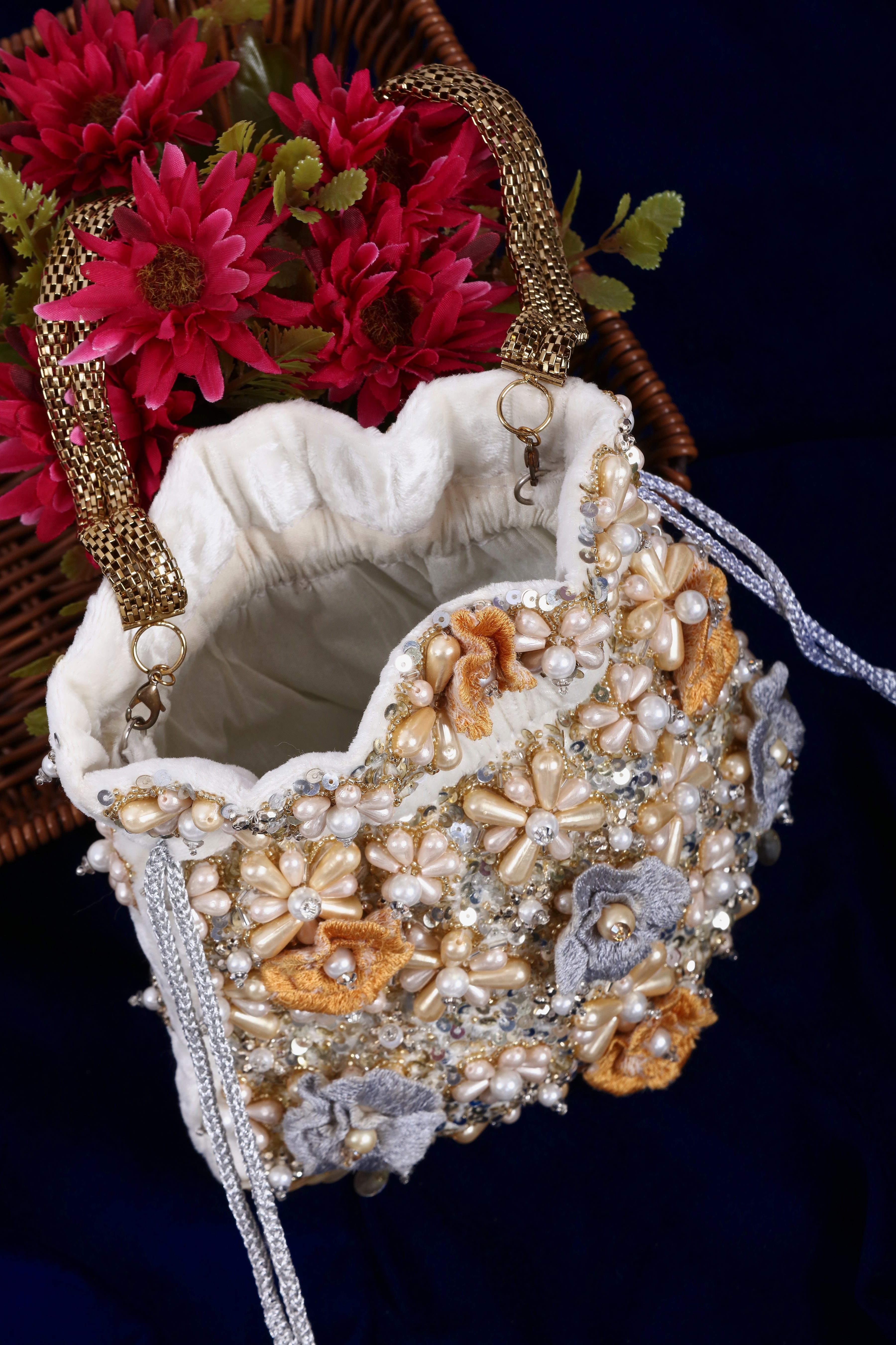 Luxury Floral Embroidered Potli Bag