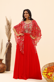 Red Embroidered Ethnic Gown