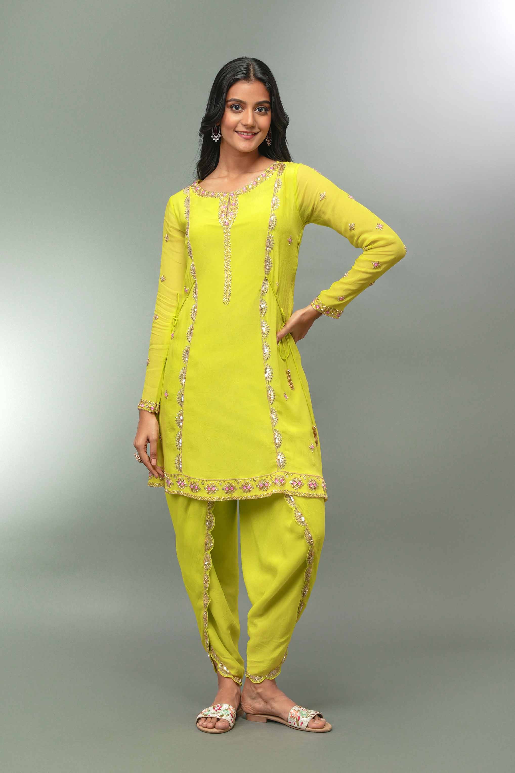 Pink linen cotton self design lurex short kurta and sharara set with g –  Fabnest