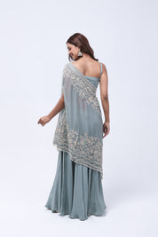 Sage Green One Shoulder Indo-Western Dress