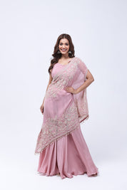 Blush Pink One Shoulder Indo-Western Dress