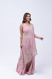 Blush Pink One Shoulder Indo-Western Dress