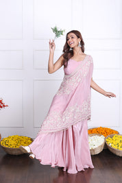 Blush Pink One Shoulder Indo-Western Dress