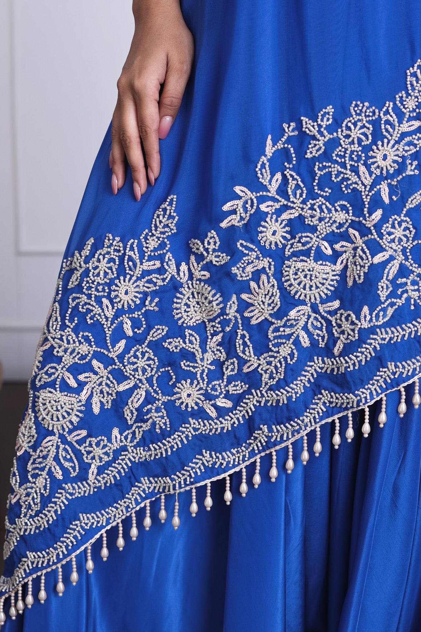 Royal Blue One Shoulder Indo-Western Dress
