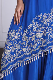 Royal Blue One Shoulder Indo-Western Dress
