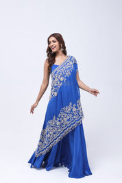 Royal Blue One Shoulder Indo-Western Dress