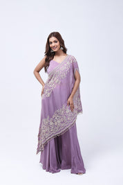Lovely Lavender One Shoulder Indo-Western Dress