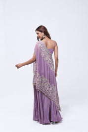 Lovely Lavender One Shoulder Indo-Western Dress