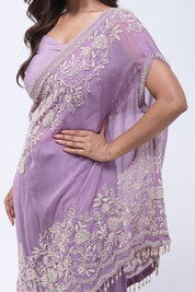 Lovely Lavender One Shoulder Indo-Western Dress