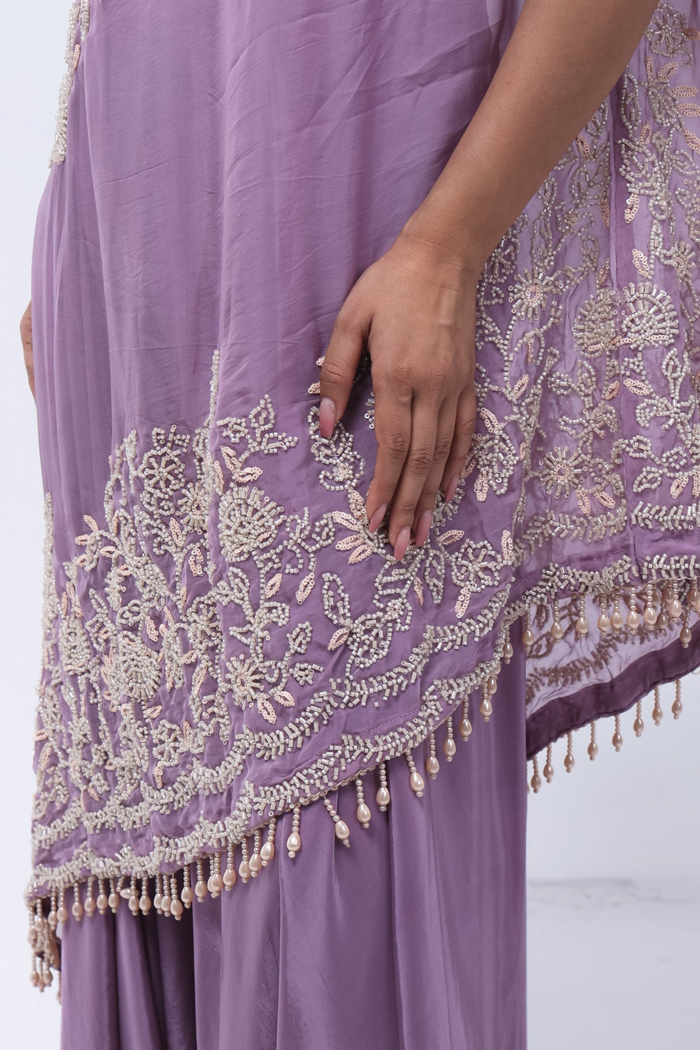 Lovely Lavender One Shoulder Indo-Western Dress