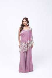 Mauve-Purple One Shoulder Indo-Western Dress