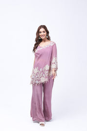 Mauve-Purple One Shoulder Indo-Western Dress