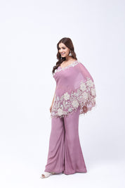 Mauve-Purple One Shoulder Indo-Western Dress