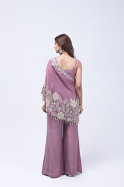 Mauve-Purple One Shoulder Indo-Western Dress