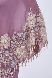 Mauve-Purple One Shoulder Indo-Western Dress