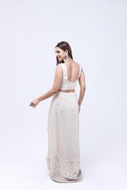 Bright Beige Long Shrug Indo-Western Dress