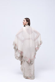 Bright Beige Long Shrug Indo-Western Dress