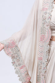Bright Beige Long Shrug Indo-Western Dress
