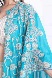 Teal Green Long Shrug Indo-Western Dress