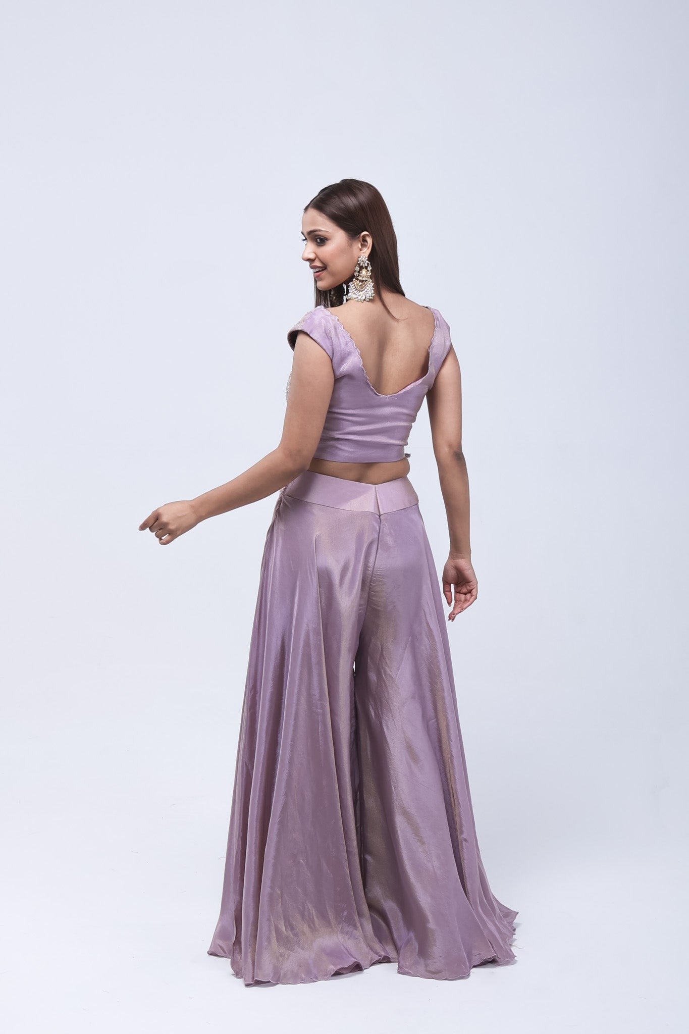 Stunning Lavender Long Shrug Indo-Western Dress