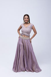 Stunning Lavender Long Shrug Indo-Western Dress