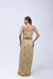 Mustard Yellow  Long Shrug Indo-Western Dress