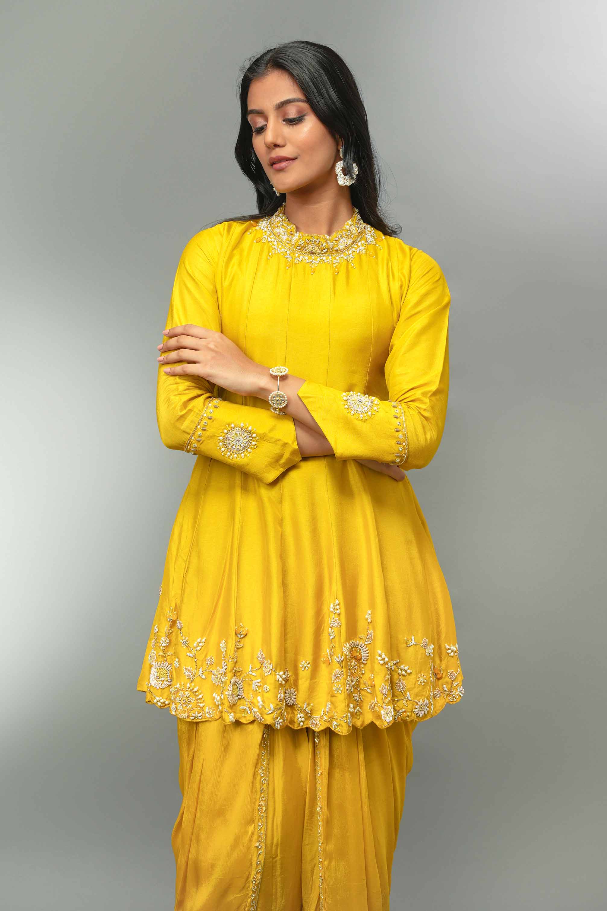 Silk Short Kurta With Dhoti Plus Belt