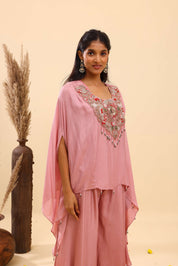 Dusty Pink Embroidered Cape set