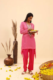 Pink Pearl Embellished Kurta Set