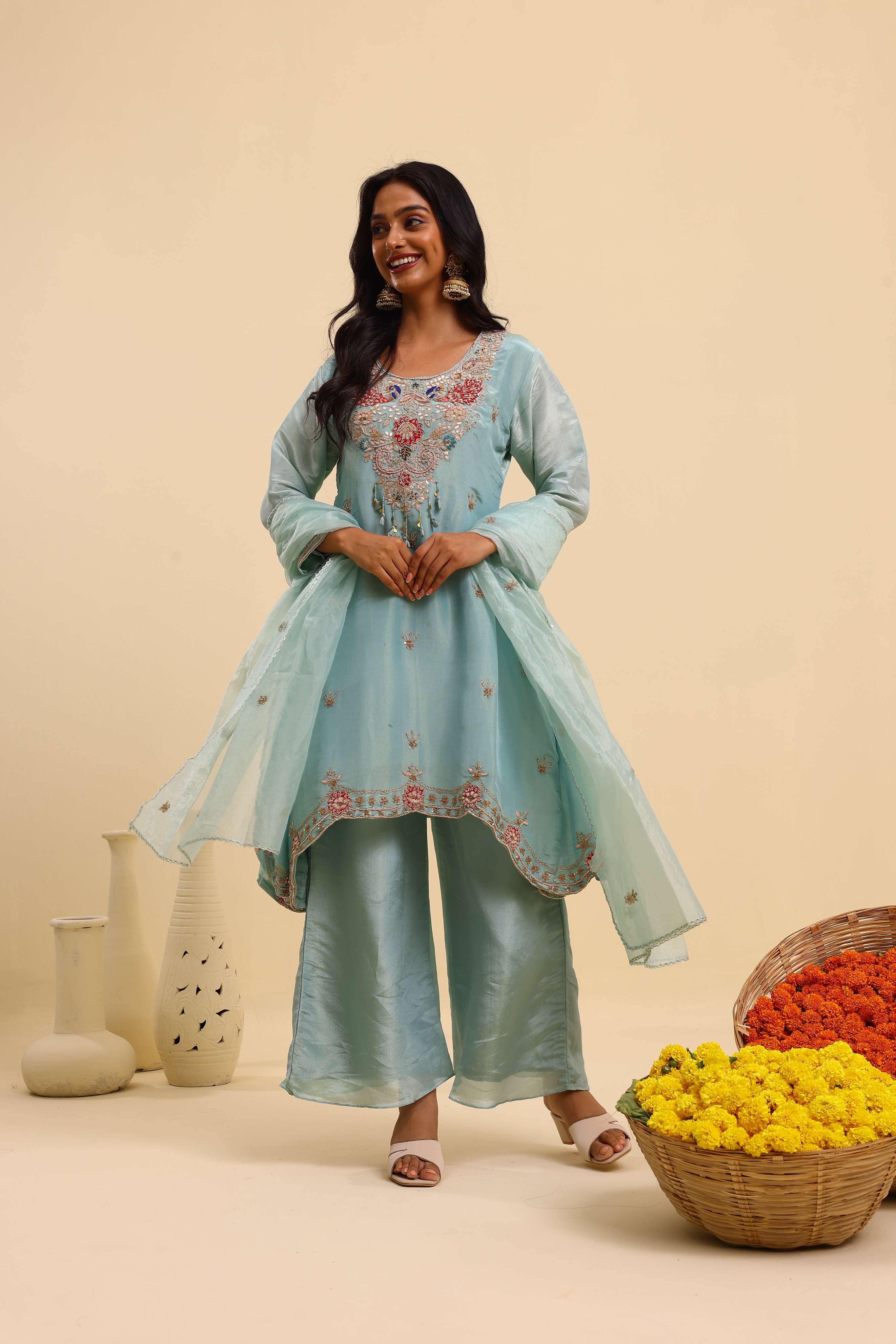 Pastel Blue Embroidered Set