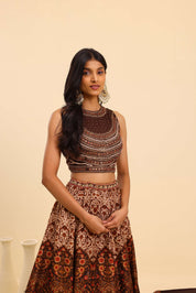 Brown Ethnic Lehenga Set