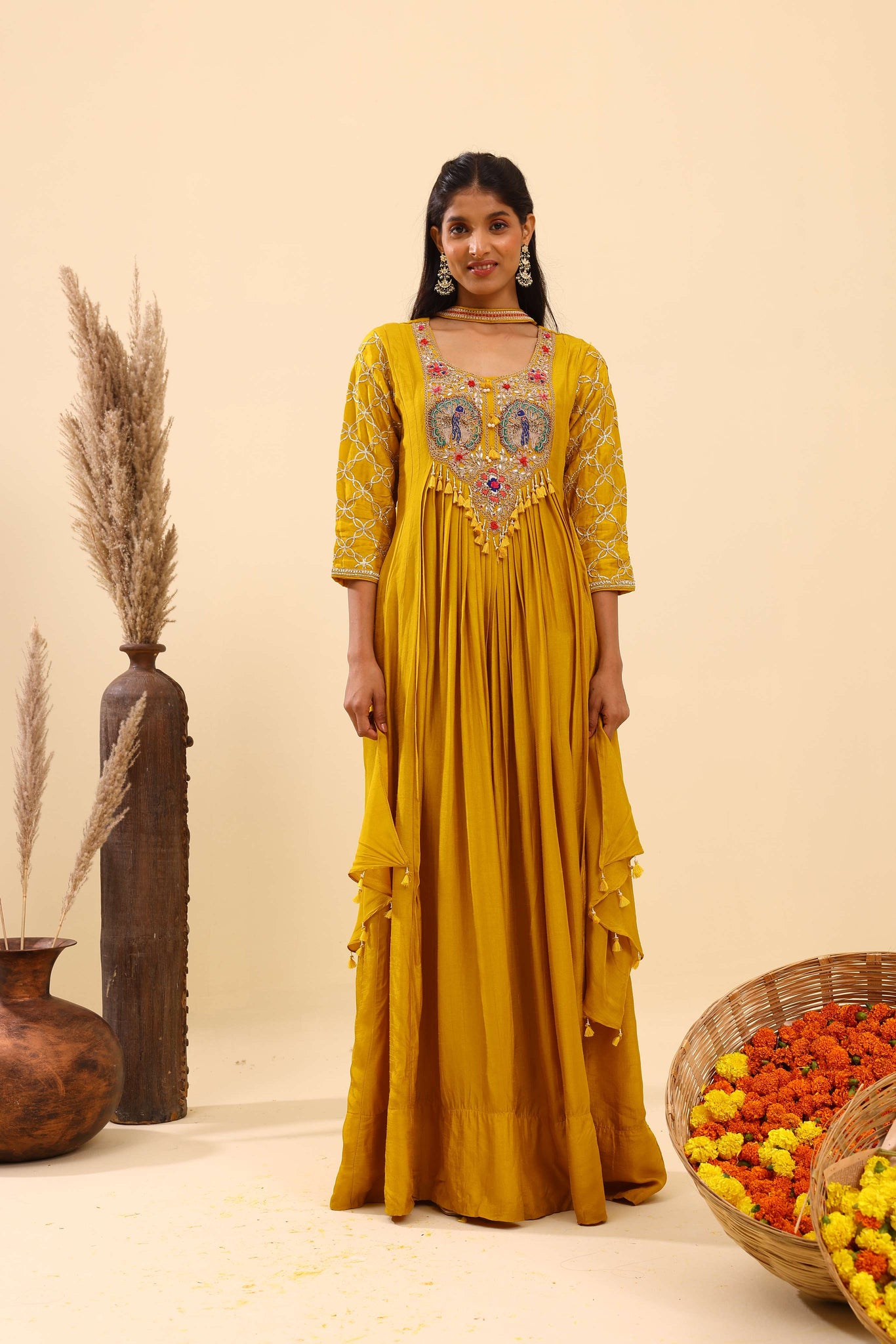 Mustard Yellow Gown for Women for Wedding and Occassion Tulsistudiolifestyle Mustard Yellow Gown for Women for Wedding and Occassion Tulsistudiolifestyle