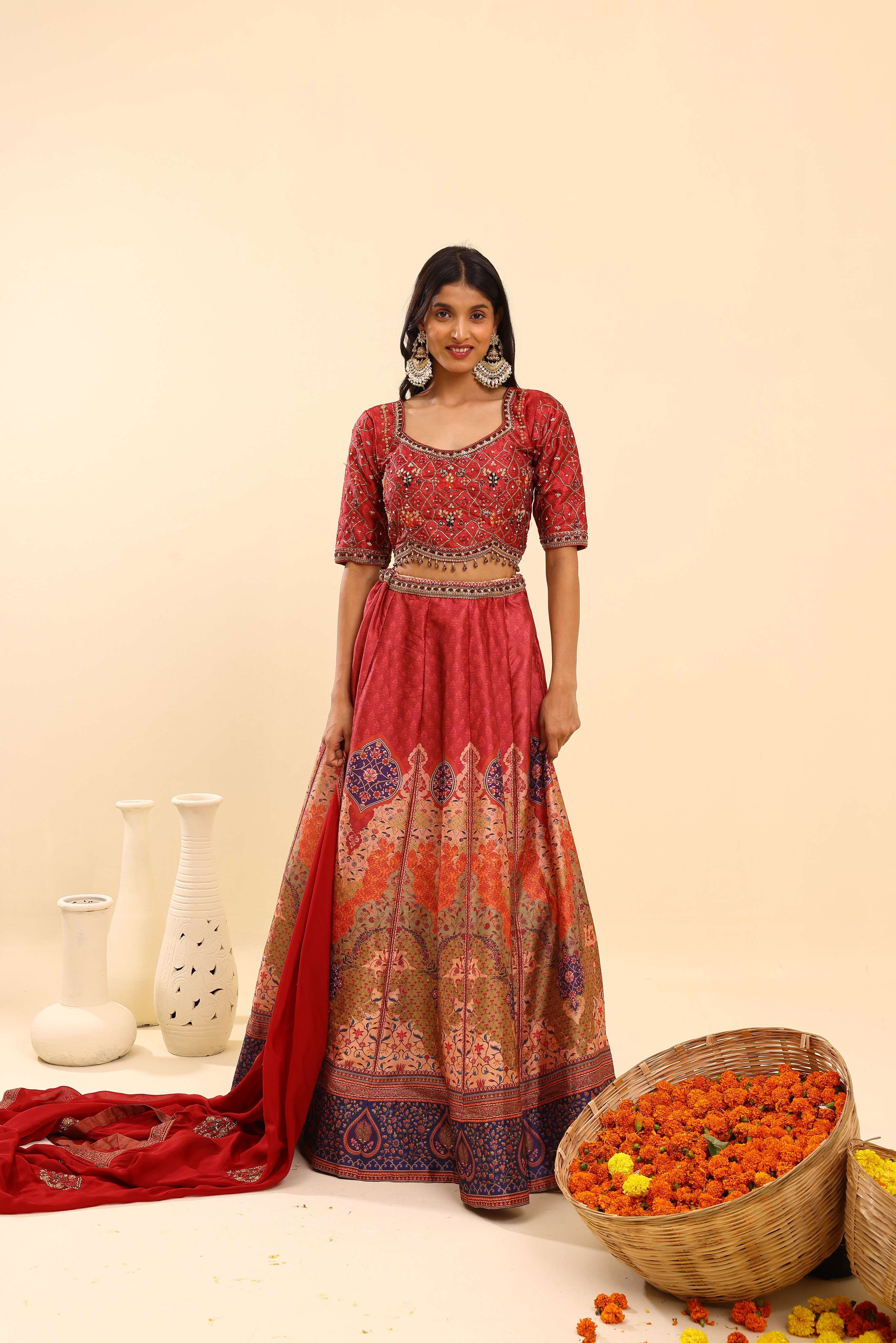 Crimson red Designer ethnic Lehenga