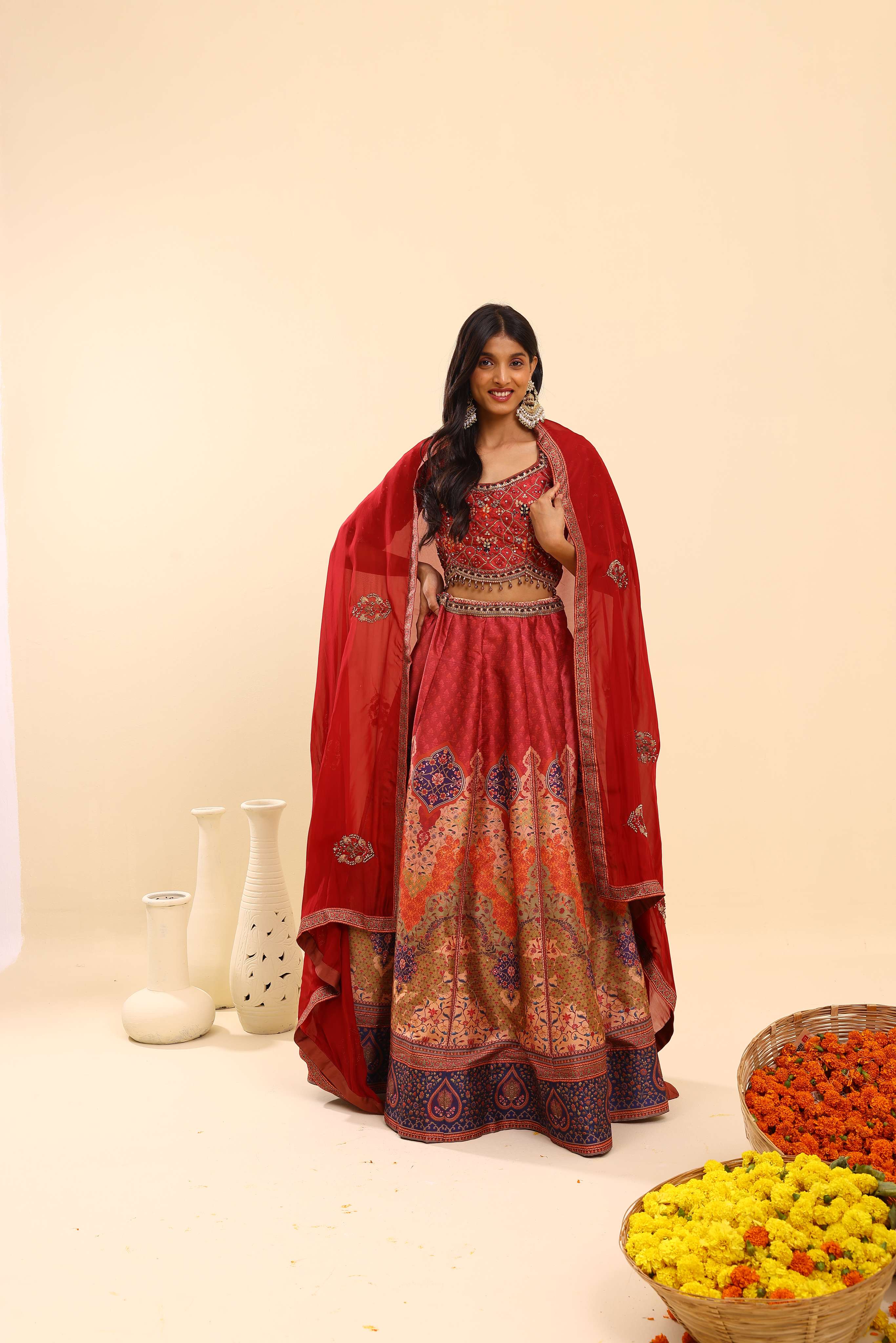 Crimson red Designer ethnic Lehenga