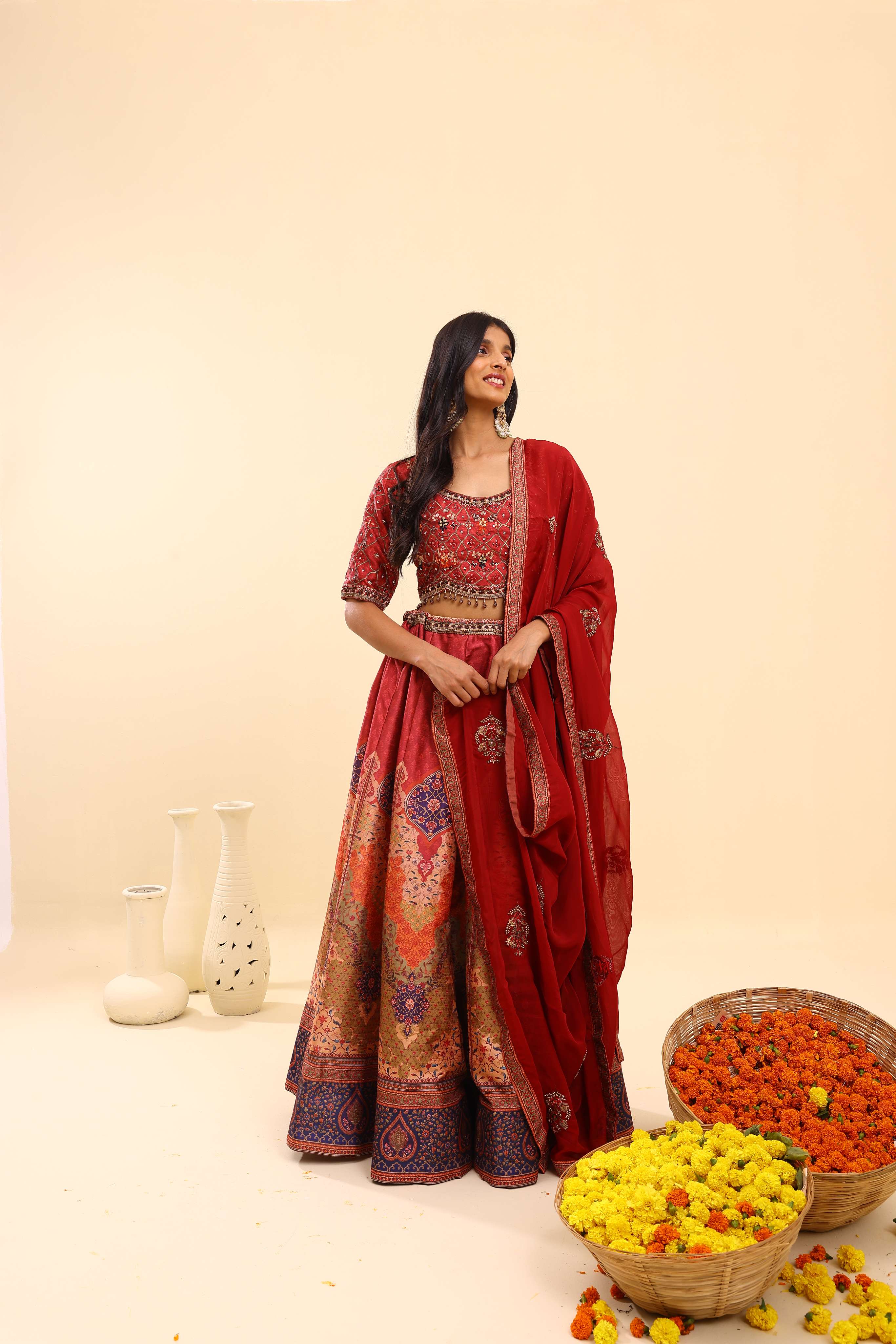 Crimson red Designer ethnic Lehenga