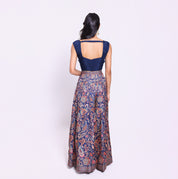 Navy Blue Paisley Print Lehenga