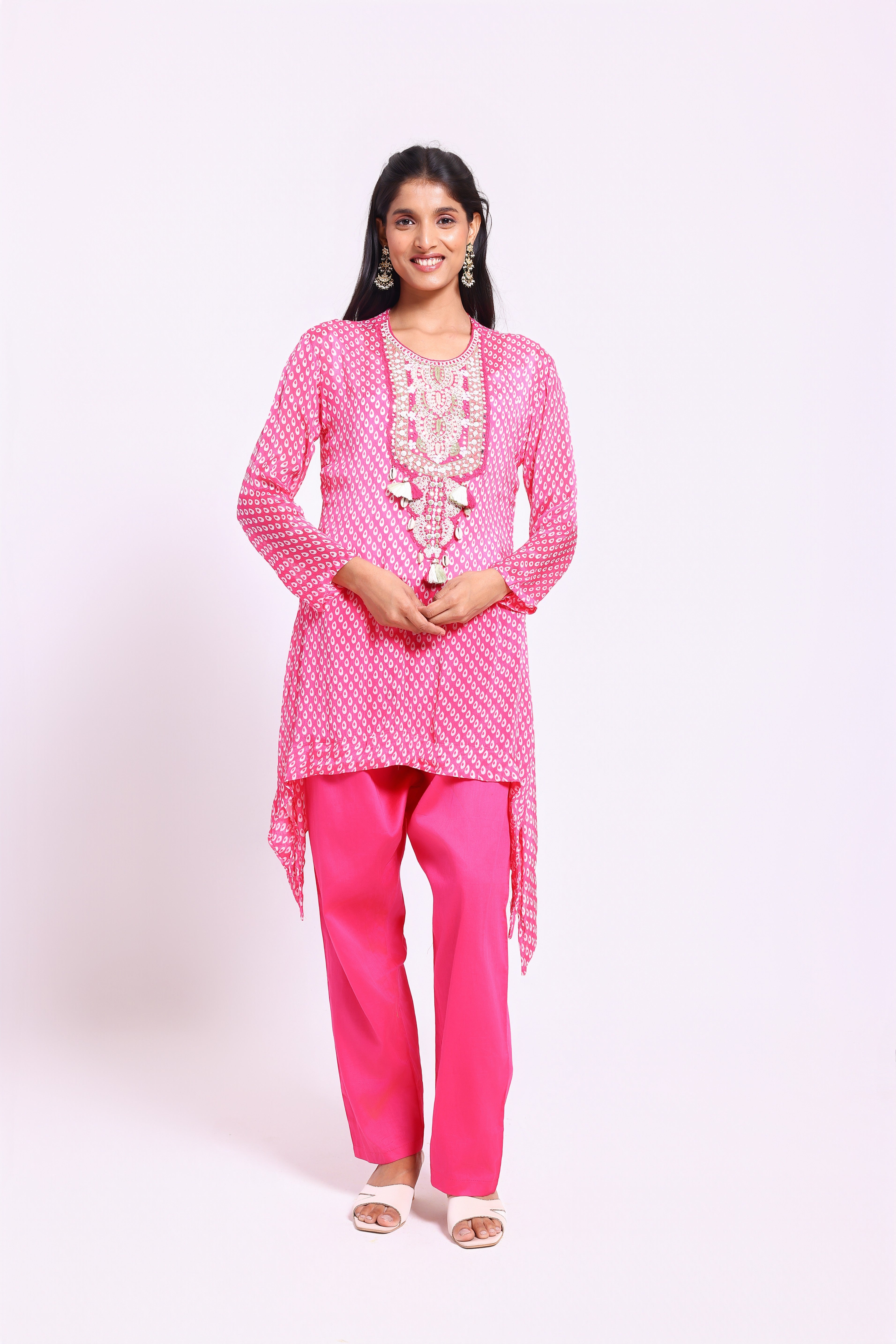 Pink Pearl Embellished Kurta Set